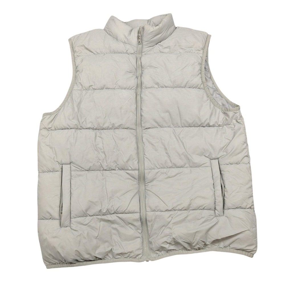 Dip‎ Vest Mens Large Beige Puffer Full Zip Insulated Quilted Pockets Lined